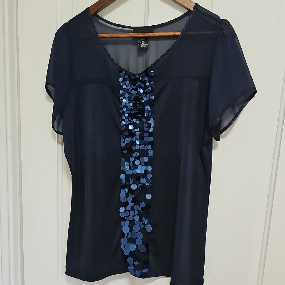Lane Bryant Midnight Blue Sequin Blouse